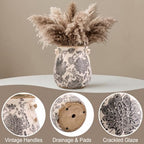 Grey Ceramic Vintage Flower Vase, Decorative Pot, 6.7 in - Image 5