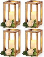 Huquary 8 Pcs Wooden Wedding Lantern Centerpiece for Table Decor, Brown by Huquary