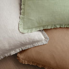 MIULEE Linen Fringe Decorative Euro Throw Pillow Covers Sage Green 24x24 - Image 4