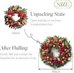 Valery Madelyn 30" Pre-Lit Large Christmas Wreath for Front Door Red Gold - Image 6