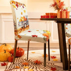 Fall Chair Covers Set of 6 Pumpkin Chair Back Covers Thanksgiving Dining Chair Covers for Party Kitchen Decorations - Image 3