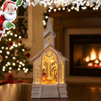 Christmas Snow Globes Church Nativity Water Lantern,Silent Night Music, Holiday Decorations Gifts for Family Children or Friends - Image 6