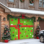 HunnmingRe 7 x 8 ft Christmas Garage Door Cover, Red and Green Polka Dots - Image 6