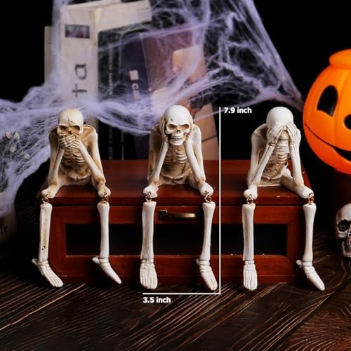 Skeleton Halloween Decorations Indoor, No Evil Resin Figurines - Image 2