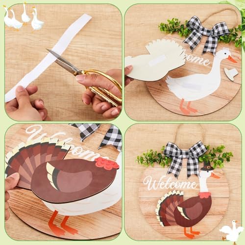 Lineshading 16 Pcs Wooden Interchangeable Goose Welcome Sign, Wood Color - Image 4