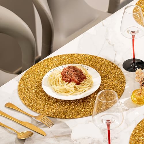 15" Gold Rhinestone Round Placemats Set of 4 - Image 4