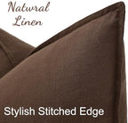 decorUhome Fall Brown Linen Throw Pillow Covers 24x24 Set of 2 - Image 2