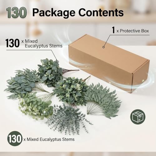 Artificial Mixed Eucalyptus Stems Leaves Bulk – 130pcs Realistic Greenery. - Image 7