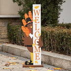 Glitzhome 36”H Fall Thanksgiving Wooden Turkey Porch Sign, Farmhouse Turkey Standing Decor, Rustic Welcome Sign Porch Decor for Fall Harvest Autumn Thanksgiving by Glitzhome