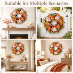 24 Inch Fall Wreaths for Front Door with Sunflowers Roses Autumn Home Decor - Image 7