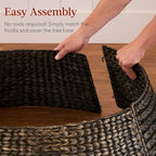 Best Choice Products 36in Christmas Tree Collar, Woven Hyacinth 3-Piece Holiday Rattan Tree Skirt Accessory for Home w/Cord Cut-Out - Espresso - Image 4