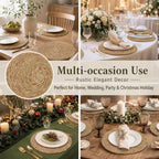 40Pcs Round Placemats Bulk Plate Chargers Set, 11.81in Woven Placemat Rustic Braided Straw Rattan Charger Natural Cattail Place Mat for Wedding Party Table Single Tableware Use (40pcs) - Image 4
