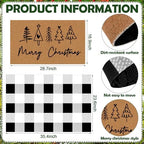 Tinideya 2 Pcs Merry Christmas Layered Doormat Set, Black White - Image 2
