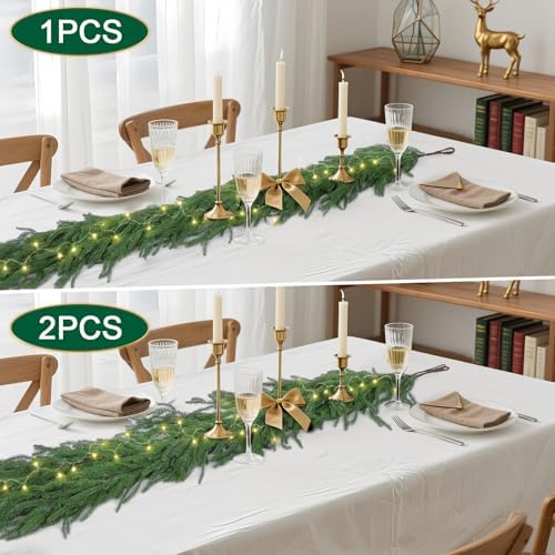 Hananona 2Pcs 9FT Christmas Garlands, Real Touch Norfolk Pine Garland - Image 3