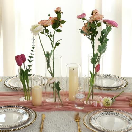 Fixwal 24pcs Clear Glass Cylinder Vases, 4, 6, 8, 10 Inch Tall - Image 4