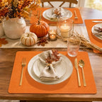 Maxpearl Faux Leather Placemats Set of 8 - Waterproof - Wipe Clean - Heat Resistant - Anti Slip Dining Table Place Mats, Suitable for Indoor & Outdoor Use, 17’’×12’’, Orange - Image 2