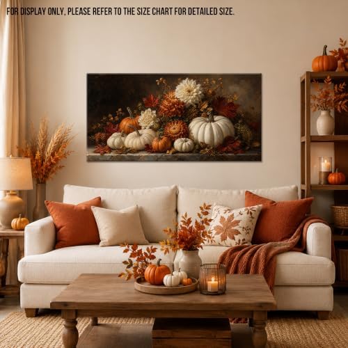 WAXWHELK Pumpkin Fall Canvas Wall Art, Autumn Thanksgiving Rustic Farmhouse Painting Pictures Artwork for Bedroom Living Room Home Decor (30"x60") - Image 2