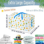 VENO 6 Pack Extra Large Heavy Duty Moving Bags with Wide Opening & Reinforced Handles, Reusable Storage Tote Bags with Strong Zippers for Clothes, College Dorm Essentials & Moving Supplies - Image 2