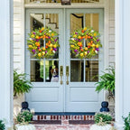 Spring Wreaths for Front Door 24 Inch,Spring Summer Wreath with Colorful Tulip,Eucalyptus and Ferns,Tulip Wreath for Indoor Outdoor Farmhouse Home Porch Wall Decor - Image 3