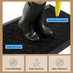 GORILLA GRIP WeatherMAX Door Mat, Indoor Outdoor, 72x24, Black Quatrefoil - Image 5