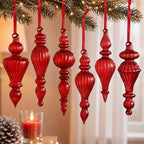 Sotiff 6Pcs Red Mercury Glass Christmas Ornaments,Vintage Finial Decoration by Sotiff