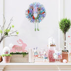 Easter Wreaths for Front Door with Lights,Easter Door Wreath,Easter Mesh Wreath,Bunny Spring Colorful Easter Decorations Holiday Ornament for Home Indoor Outdoor Supplies (Blue Long Leg) - Image 5