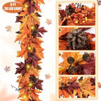 Ghrdopy 6Ft Fall Garland with 30 Lights & Timer Mantle Decor - Image 6