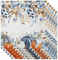 Fall Blue Pumpkins Cloth Napkins Set of 6 Reusable Dinner Napkins, Thanksgiving Cocktail Napkin, Orange Gray Botanical Washable Table Napkins for Wedding/Holiday Party/Baby Shower 20"x20" by Unknown