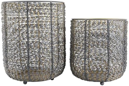 Northlight Twisted Iron Pillar Candle Holders 10.25" Gray Gold Finish Set 2 - Image 2