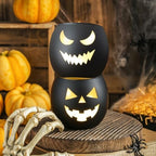 SHMILMH Halloween Table Centerpiece Candle Holders Set of 12, Black and Gold Glass Votive Holder with 6 Grimace, Tealight Holders Bulk for Halloween Party Decor - Image 4