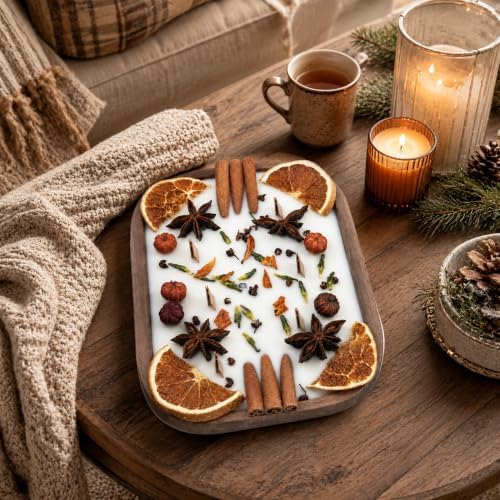Apple Cinnamon Scented Wooden Dough Bowl Candle, 6 Wood Wicks, Fall Decor, Thanksgiving Centerpiece - Image 5