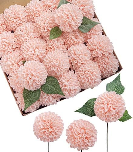Ling's moment Pink Blush Artificial Dahlias, Wedding Flowers, 25 pcs by LingsMoment