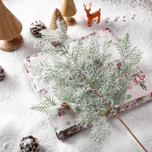 Giegxin 12 Pcs 18 Inch Christmas Snow Frosted Pine Branches - Image 5