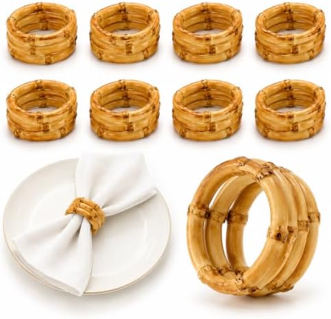 8 Pack Natural Bamboo Napkin Rings, Napkin Holders for Wedding Table Decor by HavefunwithZimttydogtoys