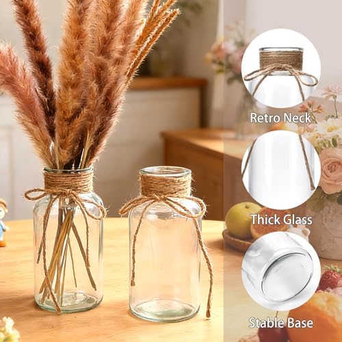 12 Pack Glass Flower Vases with Rope,Mason Jars for Centerpieces - Image 3