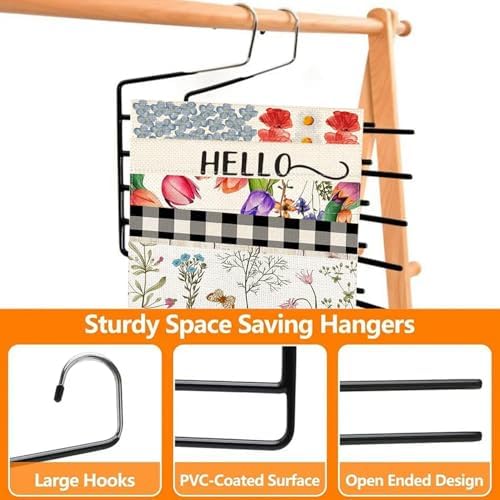 5 Pack 5-Tier Garden Flag Hangers, Garden Flag Storage Heavy Duty Multi Layers Space Saving, Organizer Holder, Non-Slip Open-Ended Design for Garden Flags, Pants, Jeans, Ties & More (Black) - Image 3