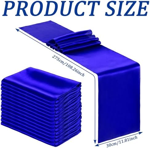 Bencailor 24 Pcs Royal Blue Satin Table Runners Bulk, 12 x 108 Inch - Image 3