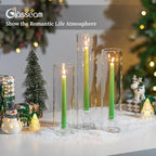 Glasseam Hurricane Taper Candle Holders: 3 Pcs Glass Candlestick for Table - Image 3