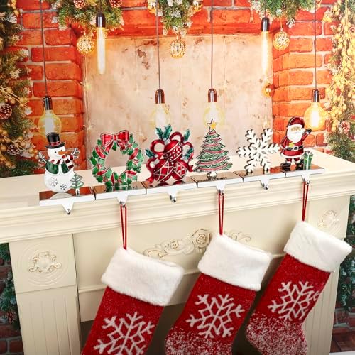 XIUSHE Stocking Holder Set of 6-Christmas Tree Stocking Hanger for Mantel-Metal Weighted Christmas Stocking Holder for Fireplace Mantle-Tropical Farmhouse Stocking Holder - Image 3