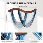 Navy Blue Macrame Wall Hanging Dip Dyed Yarn Wall Art, Modern Boho Decor - Image 3