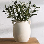 Dobbyby Ceramic Flower Vase 7.6 inch Farmhouse Rustic Vase Decorative Pottery Terracotta Vases for Home Decor Table Mantle Fireplace Living Room Bathroom Wedding Centerpiece (White-Upgraded) by Dobbyby