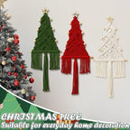 3 Pcs Large Macrame Christmas Tree Decor, White,Red,and Green - Image 3