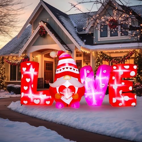 VIHOSE 9 ft Valentines Day Inflatable Outdoor Decorations Love Gnome Letters with LED Lights, Blow Up Valentine Romantic Decor for Wedding Propose Anniversary Outside Indoor Yard Party Supplies - Image 4