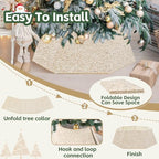 Champagne Gold Tree Collar 31.49 Inch Sequin Foldable Christmas Tree Ring Velvet Tree Skirt Cover for 9ft Xmas Pencil Tree Holiday Decor - Image 4