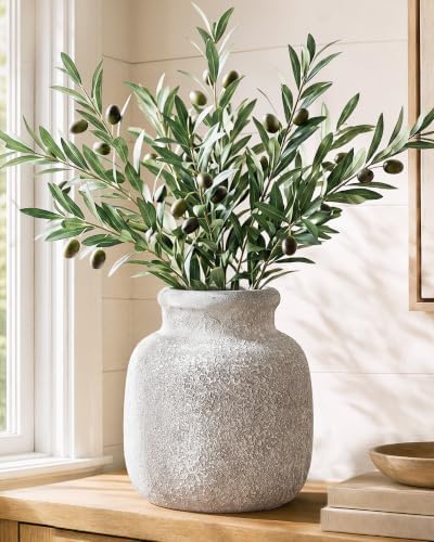 Rustic Ceramic Vase for Home Decor, 6.4 Inch Small Farmhouse Flower Vase by YVTVY