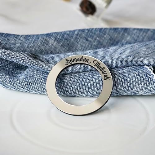 6 Pcs Ramadan Napkin Rings Ramadan Mubarak Islamic Table Decor Eid Decoration Napkin Holder Iftar Party Muslim Gift (Silver) - Image 2