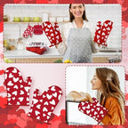 VitalCozy 10 Pcs Valentine's Day Kitchen Decor Set Heart Kitchen Towels and Rugs Oven Mitts and Pot Holders Set Absorbent Tea Hand Towels for Chef Baking Cooking Grilling BBQ Gift - Image 5