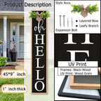 Oh Hello Porch Welcome Sign for Front Door Decor, 45"X9", Wood - Image 2
