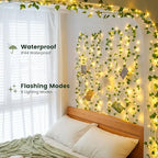 HEYFUNi Vines with Lights 23FT, Fake Ivy String Lights Plug in - Image 3