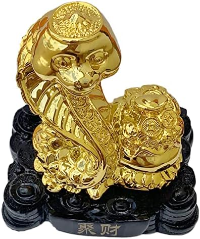 Betterdecor Gold Color Feng Shui 12 Chinese Zodiac Animal Statue Figurine Home Office Decoration and Gift for New Year Holidays and Birthday (Zodiac Snake) - Image 4